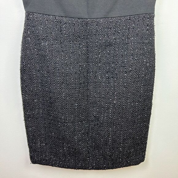 NWT Ann Taylor Black Sleeveless Sheath Dress Tweed Shimmer Bottom Petite 6 6P - Picture 3 of 12